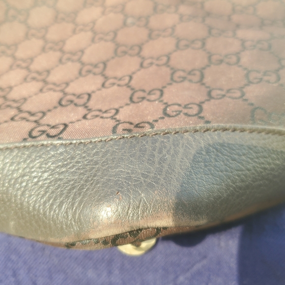 Vintage Authentic Gucci Brown Canvas Fabric GG Travel Bag Italy LARGE - Picture 11 of 14